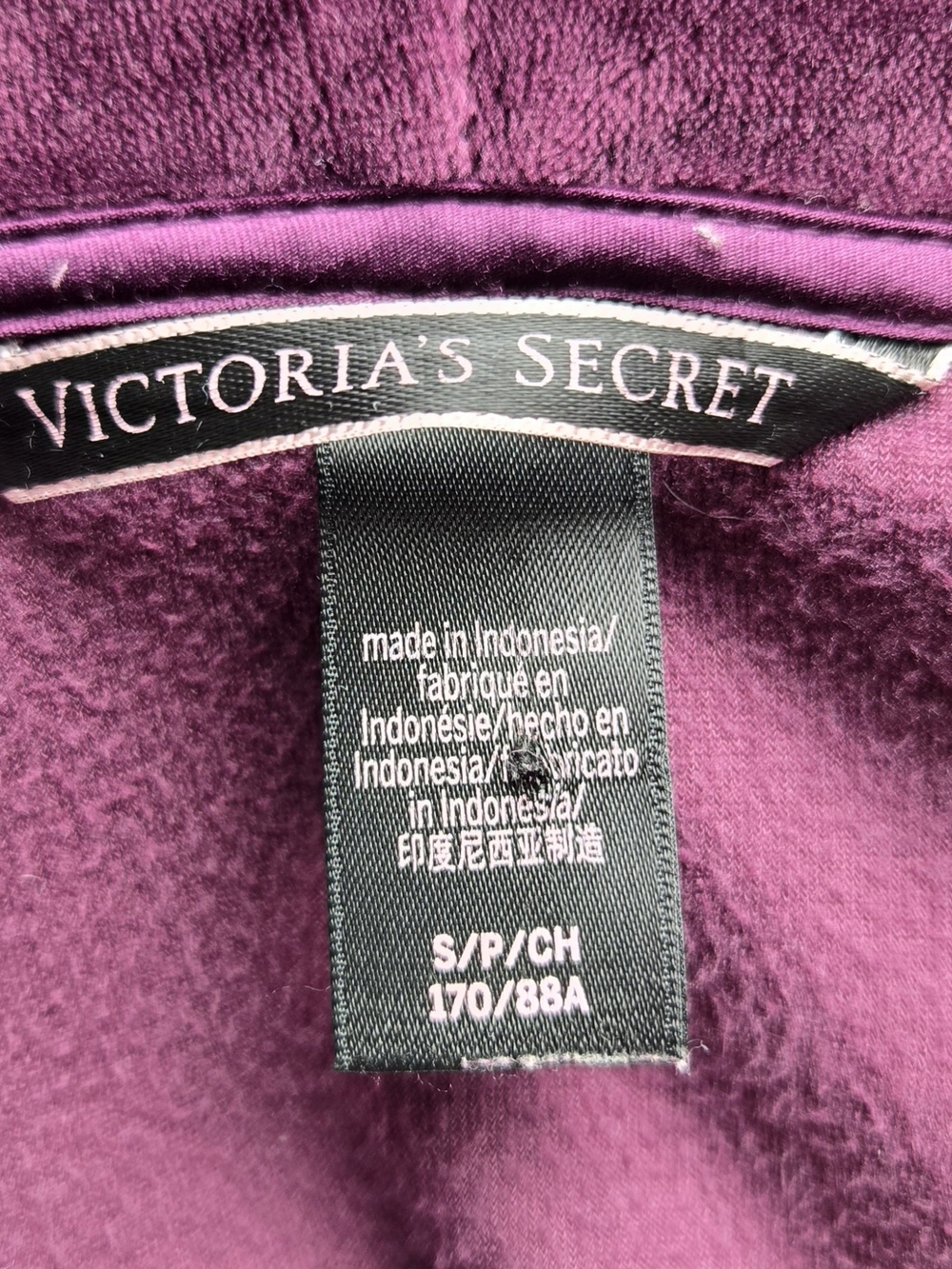 Victoria's Secret magenta pink velour zip-up hoodie US S